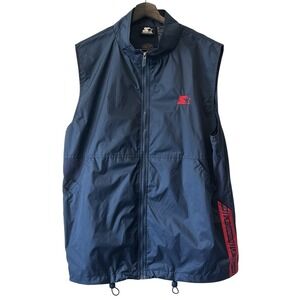 Starter Men's Nylon Vest Size M Navy Blue Full Zip Athletic Outdoors 90s Vintage